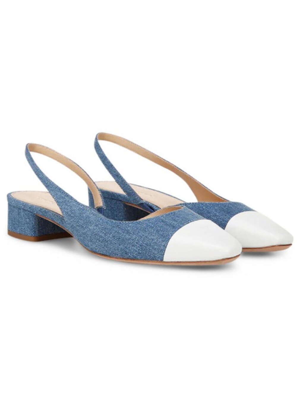 Veronica Beard Cecile Denim Cap Toe Slingback Pumps NEW Size 7